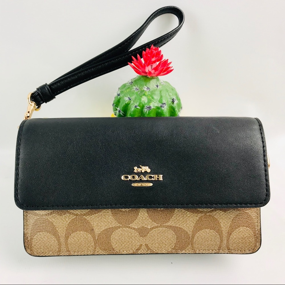 COPY - Coach Fold Over Signature Canvas Wristlet …